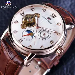 Forsining Fashion Luxury Luminous Hands Rose Golden Men Watches Top Brand Tourbillion Diamond Display Automatic Mechanical Watch