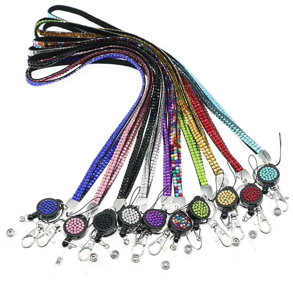 

1Pc Rhinestone Lanyard Badge Reel Neck Straps Badge Holder Rope Work Card Lanyards Hang Rope Phone Anti-lost Strap Universal