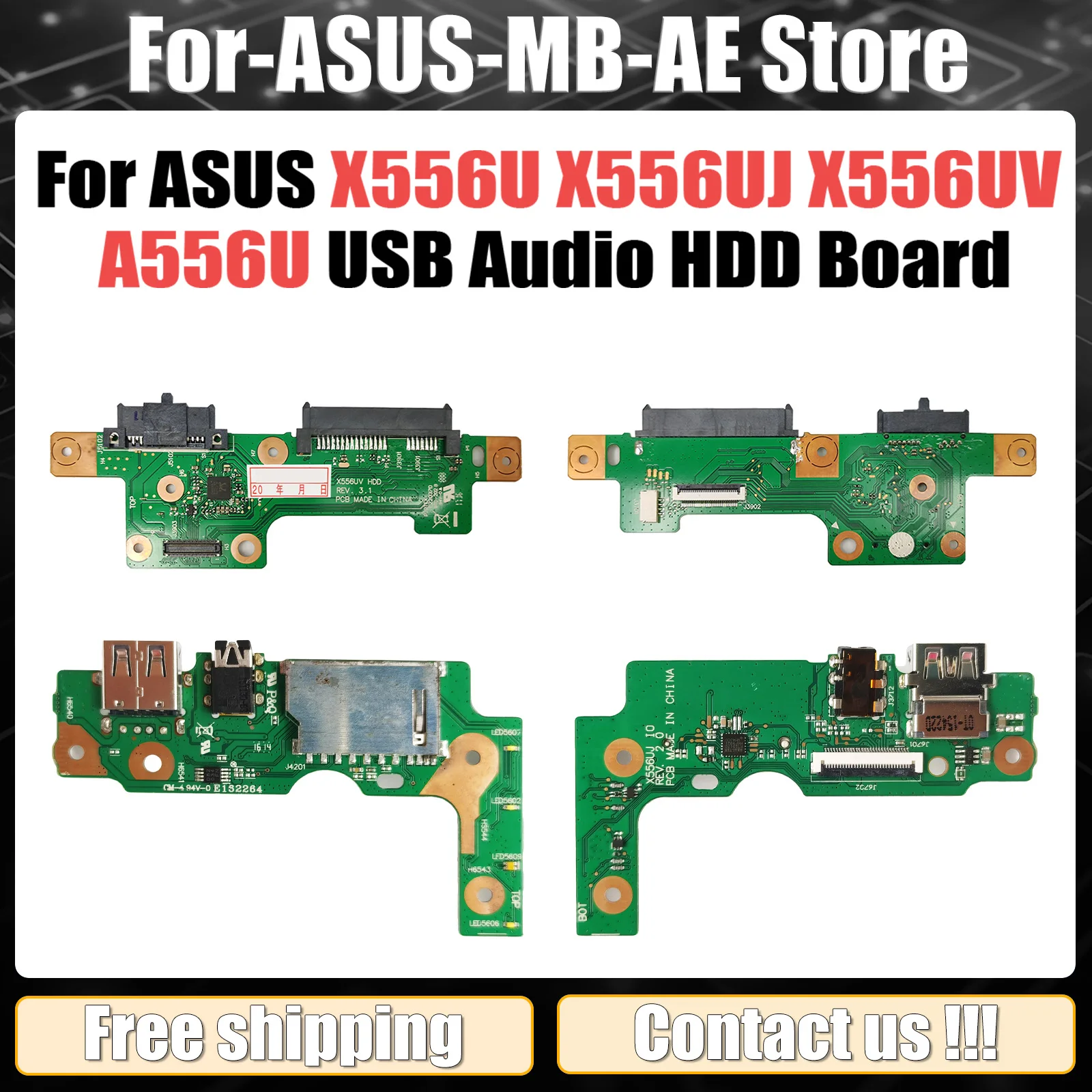 For Asus X556U X556UJ X556UV A556U K556U F556U VM590 Laptop Hard Disk Driver USB Audio HDD BOARD