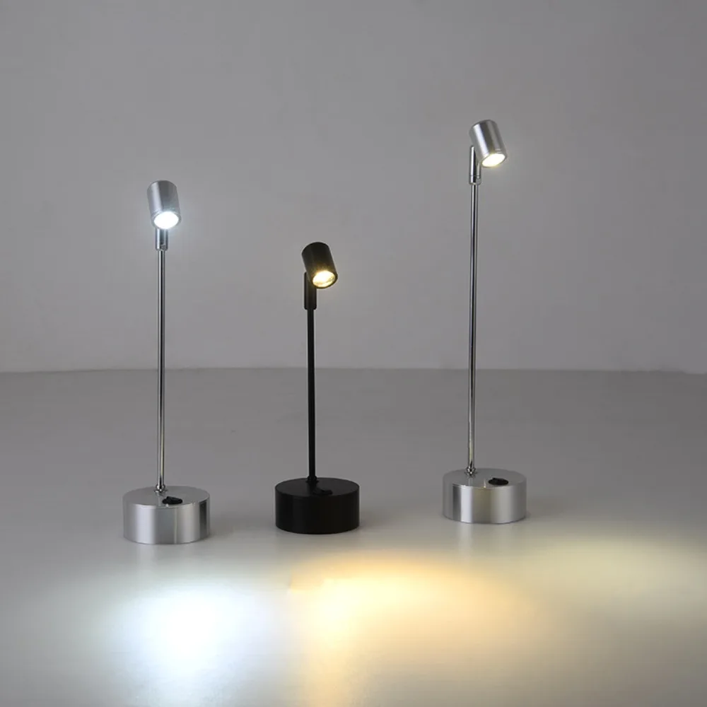 Portable 3W LED Spotlights Battery Powered Small Jewelry Counter Lights Angle Adjustable Display Cabinet Lights Counter Lighting