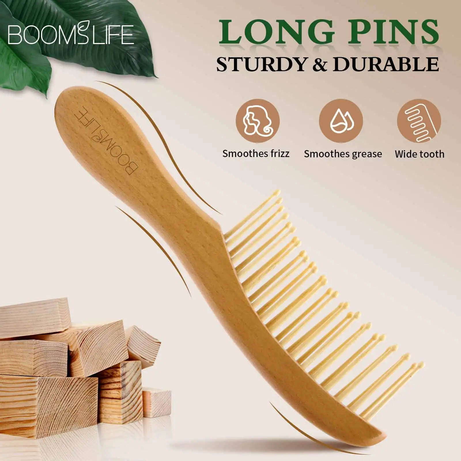 

Wooden Hair Brush Wide Tooth Wet Hair Combs Anti-Static Styling Comb for Long Hair Head Acupuncture Point Massage Gift for Women