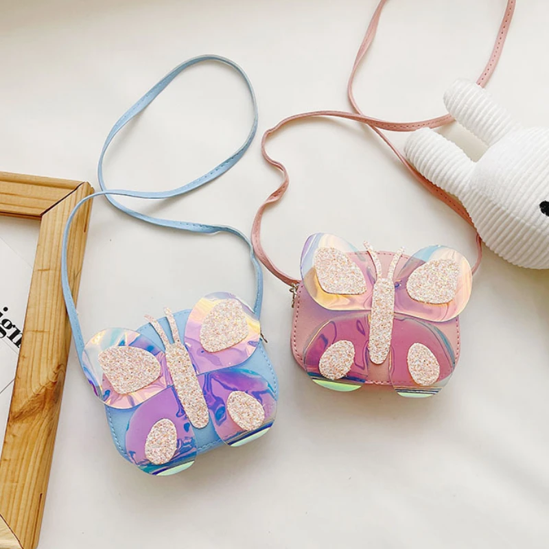 

Children Cute Butterfly Shoulder Bags Baby Kids Messenger Bag PU Leather Sequins Crossbody Bags Small Casual Girls Coin Purse