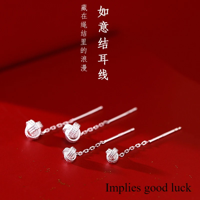 MEETSOFT التبتية الفضة شيك حسن الحظ التعادل شرابة وأقراط للنساء مجوهرات الأزياء الحد الأدنى اكسسوارات بالجملة #1