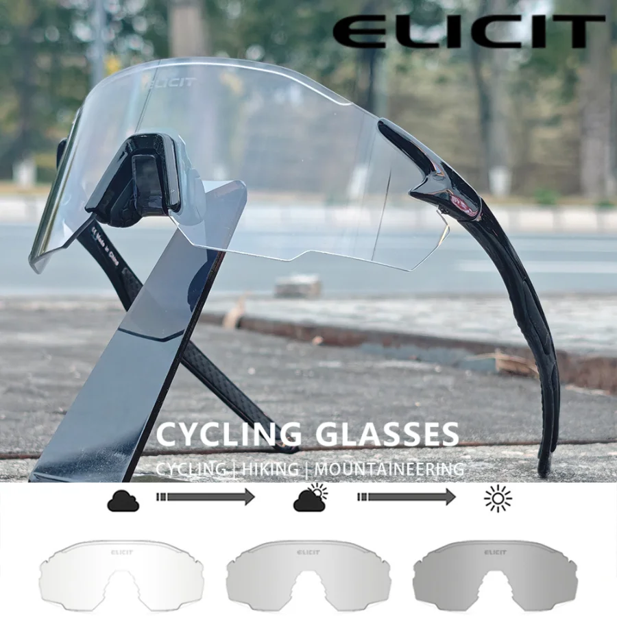 ELICIT New Photochromic Sunglasses Outdoor UV400 Cycling Glasses Man Women MTB Bike Bicycle Sports Runing Hiking Eyewear E0605