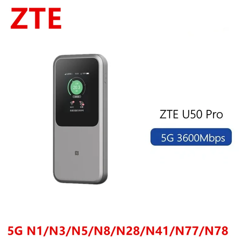 ZTE U50 Pro WiFi 5G Router MU5120 WIFI 6 10000mAh 3600Mbps NSA+SA Mobile Hotspot 5G Router N1/N3/N5/N8/N41/N77/N78