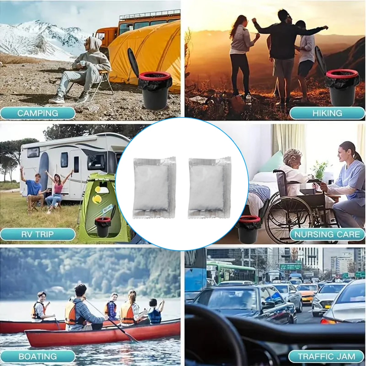 [Portatile |   Sgabello assorbente] 1/5/10/25/50 pezzi di sgabello portatile ad assorbimento rapido in polvere |   sgabello portatile in gel, portatile da esterno