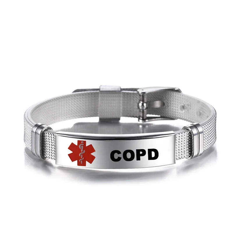 Personalized Medical Alert ID Bracelet Laser Engraved Allergy Stainless Steel Mesh Belt Wristband Emergency Bangle for Men Women