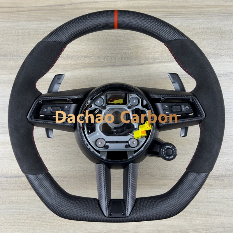 Matte Plain Black Carbon Fiber Steering Wheel For Porsche Taycan 2021 High Quality Sport Wheel Custom Style