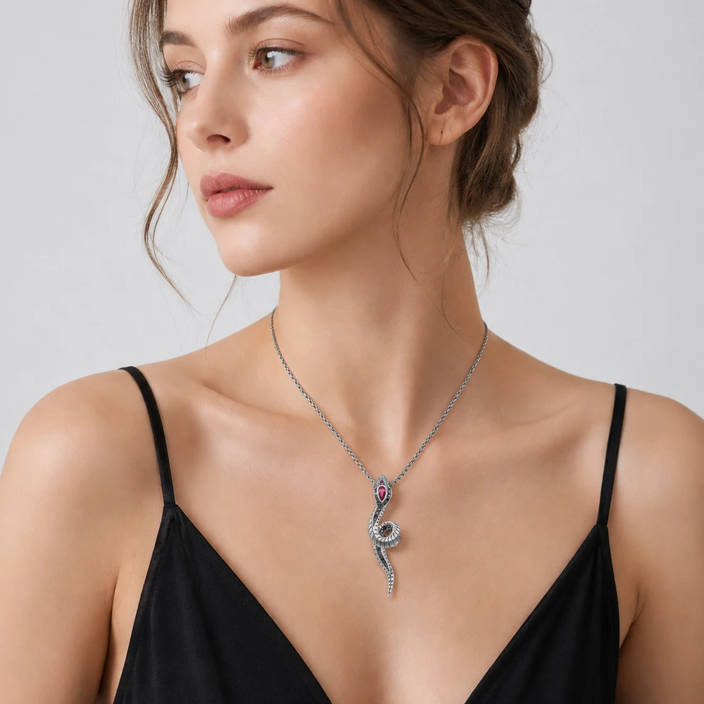 Pendant Snake New Jewelry 925 Sterling Silver Accessories Vintage Gift For Women