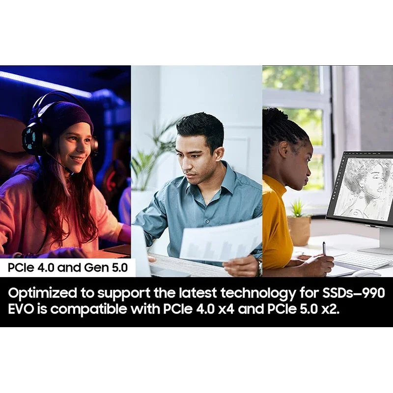 990 EVO SSD 1TB, PCIe Gen 4x4, Gen 5x2 M.2 2280 NVMe Internal Solid State Drive for PC Computer, Laptop