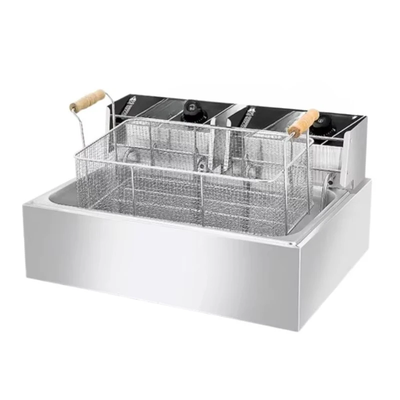 Electric new stainless steel commercial kitchen potato frying machine, long service life, suitable for restaurant use