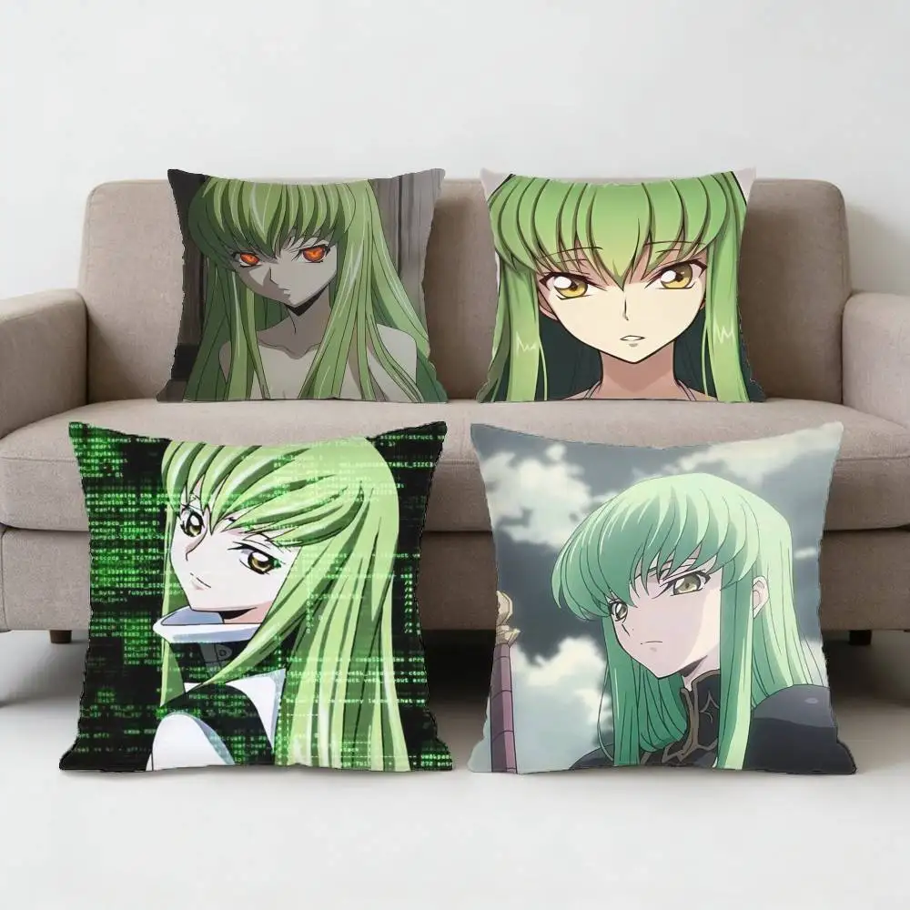 Anime Code Geass Cute C.C Pillow Case Sofa Living Room Bedroom Headboard Backrest Cushion Square Cushion Nap Time