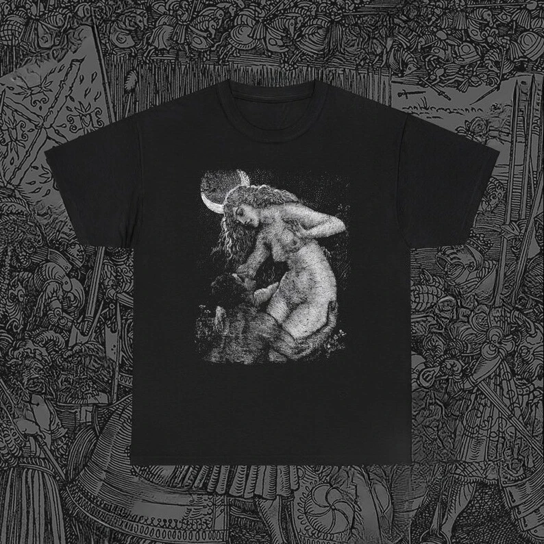 

Moon Steal Shirt Holy Female Dark Goddess Dark Retro High Quality Personality Casual Short Sleeve Street Round Neck T-shirt Tops