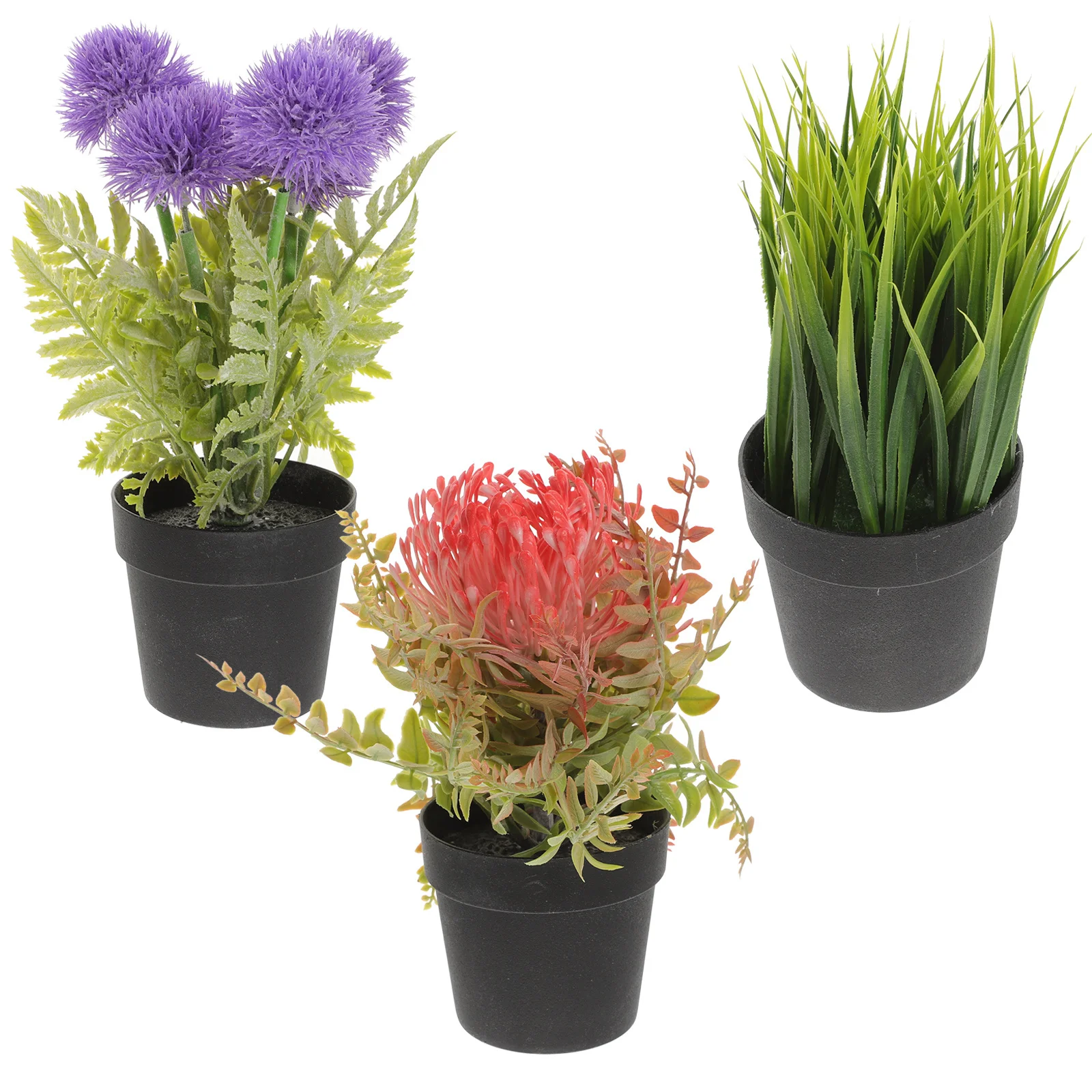 

3 Pcs Simulated Dandelion Green Plant Faux Plants Fake Small Bonsai Ornament Artificial Indoor Plastic
