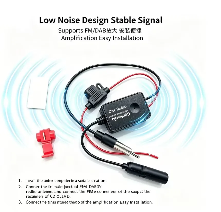 Antena Ativa Montada em Veículo 12V, Amplificador de Antena de Rádio FM para Recepção Clara