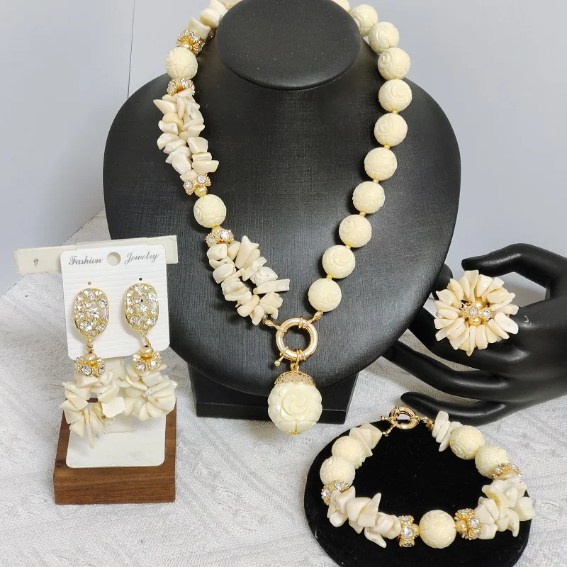 

White Coral Beads Jewelry Sets