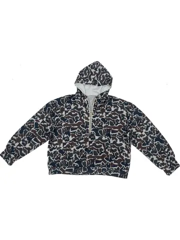 Y2k Loose-Fitting Camo Hoodie Quarter Zip Pullover Half-Zip Sweatshirt With Sleeves Pockets Camouflage Hoodies