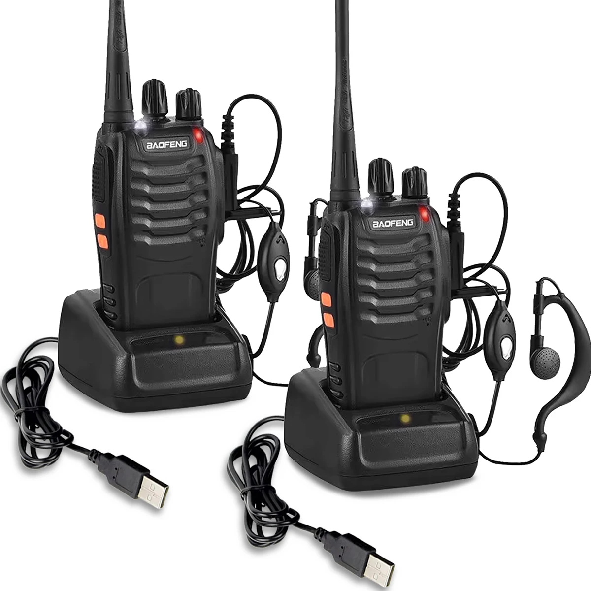 1PC/2PCS Baofeng 888S Walkie Talkie BF-888S 5W Ham Zwei-Weg Radio Set UHF 400-470MHz 16CH Walkie-Talkie Transceiver USB Ladegerät