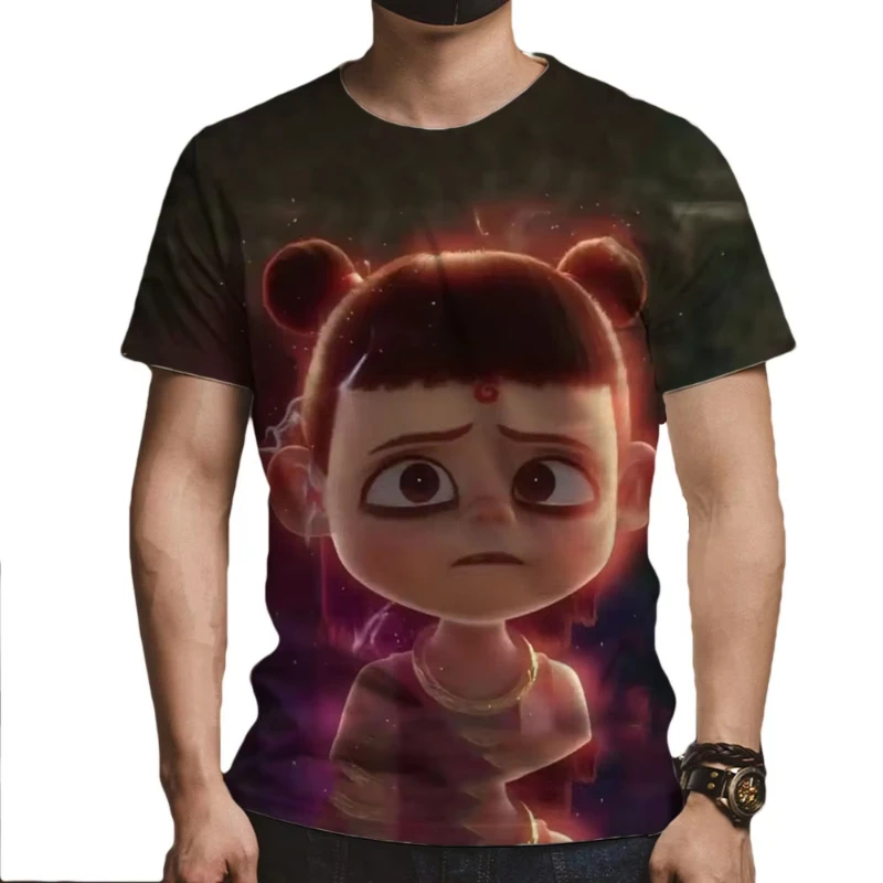 2025 New Movie Ne Zha 2 3D Print T-Shirt Men Women Streetwear Summer Casual Short Sleeve Tops Trendy Crew Neck Kids Tees Tops