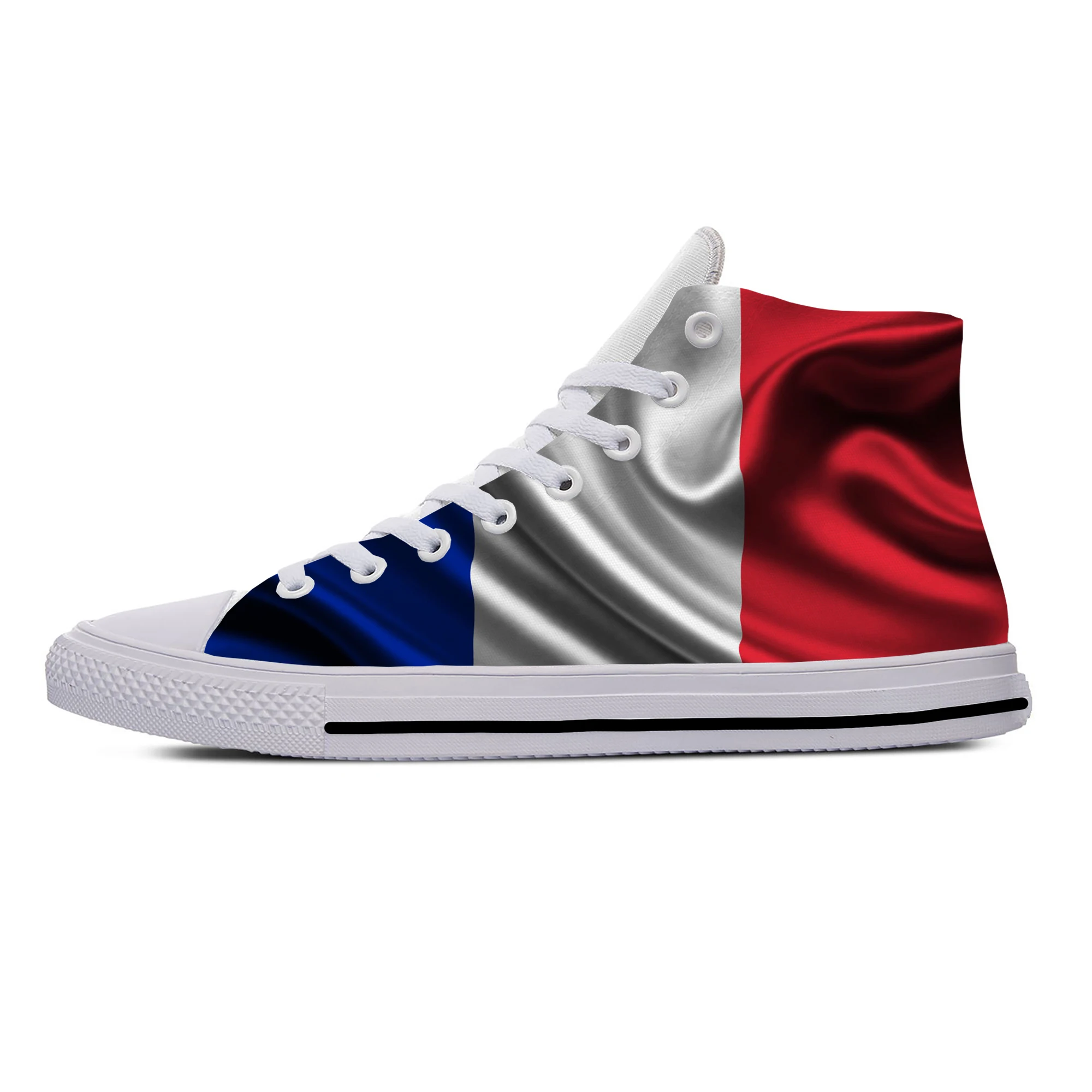 France French Republic Flag Patriotic Fashion Casual Cloth Shoes High Top Lightweight Breathable 3D Print Men Women Sneakers