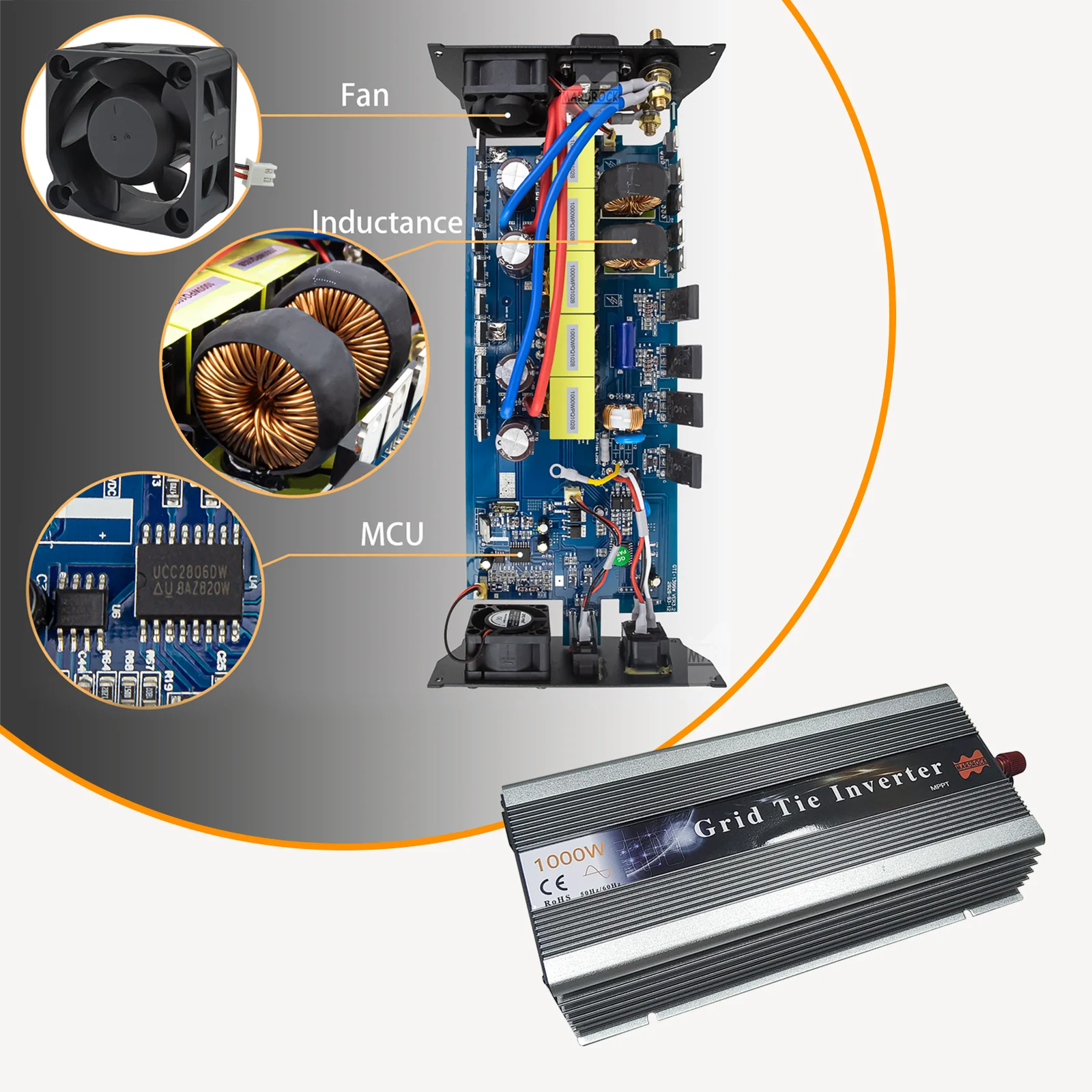 MPPT 1400W Grid Tie Micro Solar Inverter DC 18V 36V to AC 120V 230V Pure Sine Wave Converter For Solar and Wind Energy and Home