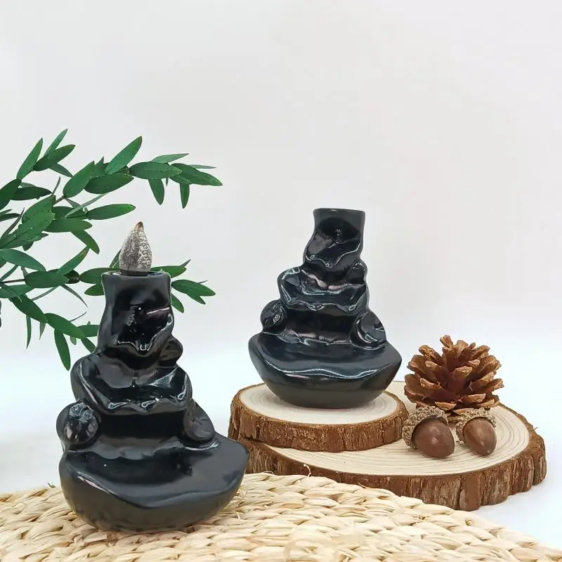 1 قطعة تمثال قابل للجمع ، مبخرة البخور ذات التدفق الخلفي ، الحلي الراتنجية الإبداعية ، الحرف اليدوية ، البخور ، عرض الدخان ، مبخرة المياه المتدفقة في جبال الألب ، موقد الزينة الداخلي لحفل الشاي ، مبخرة البخور (لون عشوائي)