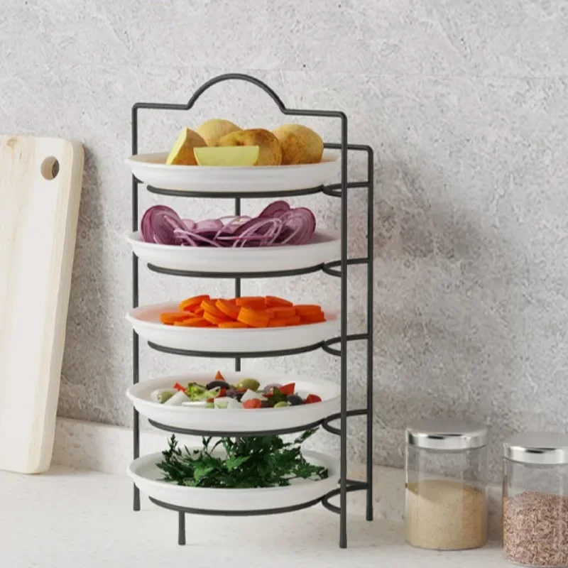 Kitchen Storage Shelf Multilayer Metal Shelves Wall-mounted Dish Storage Rack Kitchen Table Top Organizer Preparation Dish Rack