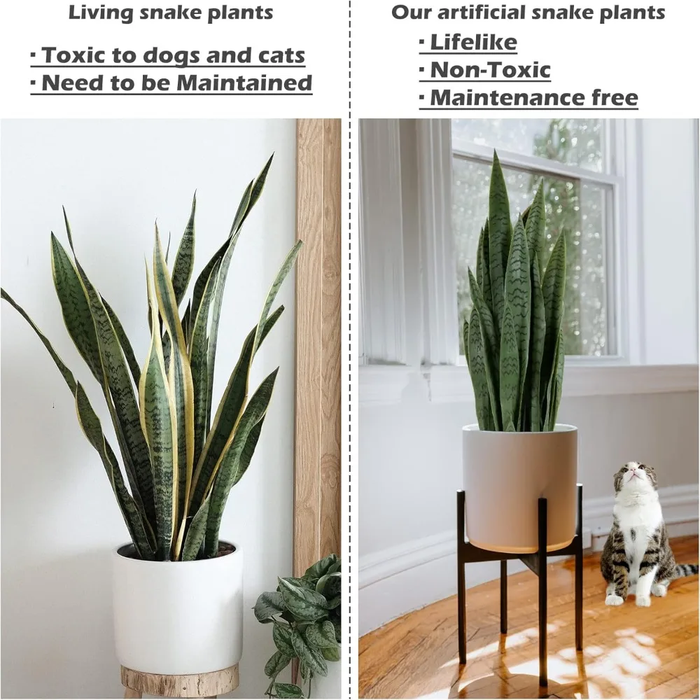 نبات ثعبان صناعي بطول 3 أقدام مع 28 ورقة حريرية سميكة ونابضة بالحياة لديكور المنزل الداخلي أو الخارجي