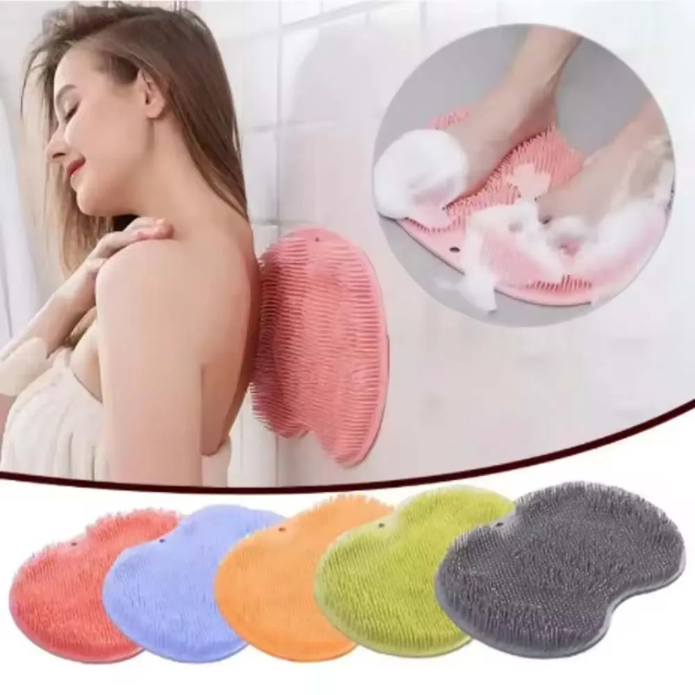 Silicone Rub Back Brush Bathroom Non-slip Wash Foot Pad Massage Shower Mat with Sucker Bath Massage Foot Exfoliating Brush Pad