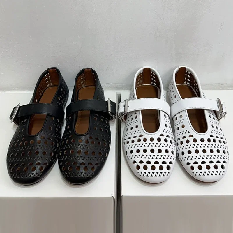 women's-hollowed-out-mary-jane-single-shoes-shallow-and-breathable-summer-shoes-classic-openwork-ballet-ladies'-flat-shoes