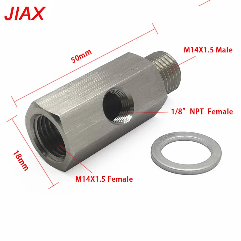 Oil Pressure Sensor Tee Adapter 1/8NPT 1/8BSPT M10 M14 M12 1.5 to 1/8 NPT Turbo Supply Feed Line Gauge