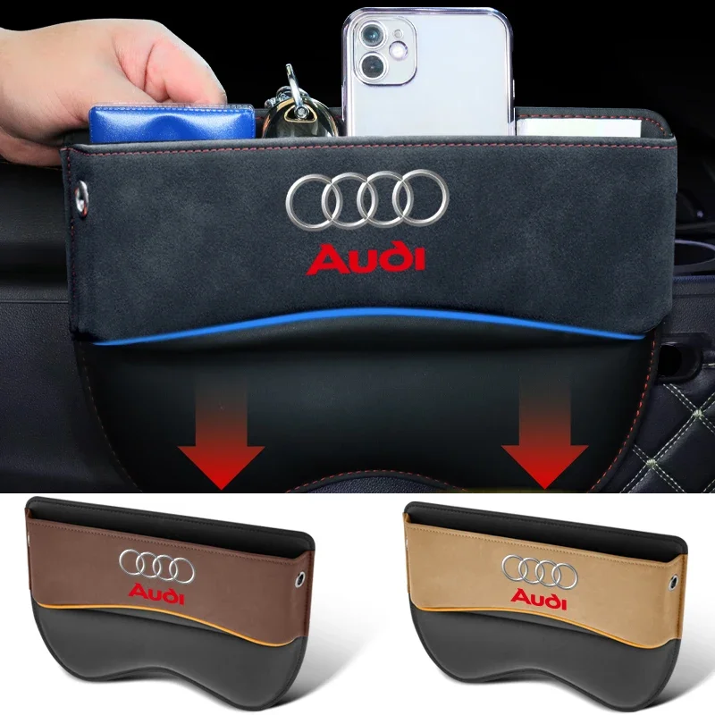 Car Seat Gap Storage Box Console Filler Stowing Tidying Case For Audi Sline A1 A3 A4 B6 B8 B9 A5 A6 A7 A8 Q2 Q7 Q3 Q5 Q8 R8 TT