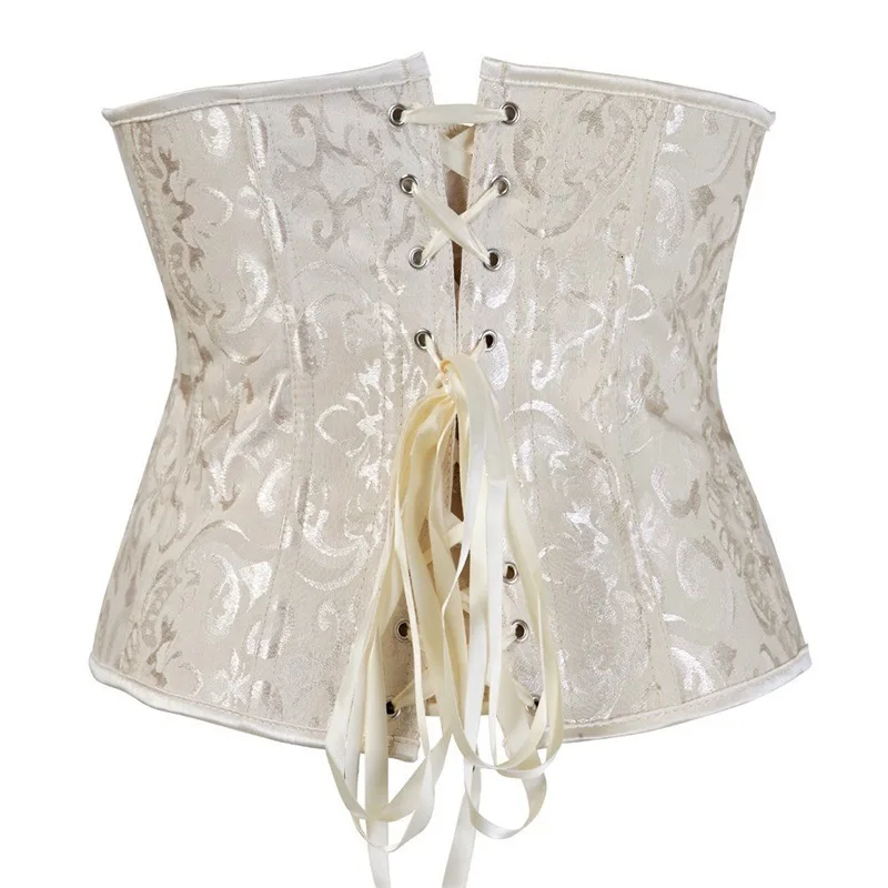 XXXS Size Women Gothic Sexy Satin Underbust Corset Bustier Waist Cincher Slimming Body Shaper Corselete Lingerie Party Clubwear