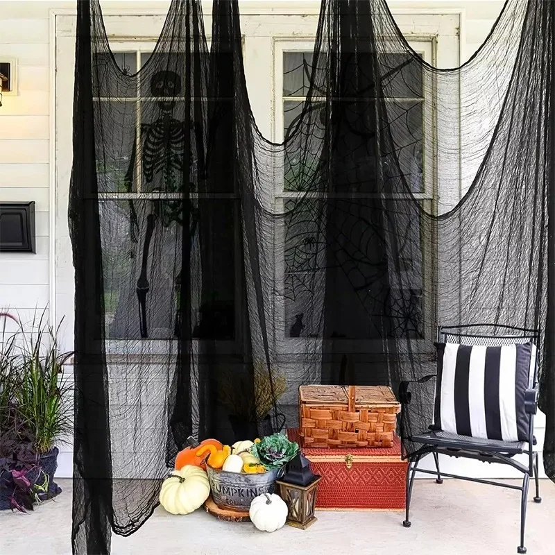 Halloween Black Gauze Horror Haunted Houses Decor Outdoor Scary Ghost Black Creepy Cloth Halloween Party Decoration Gothic Props