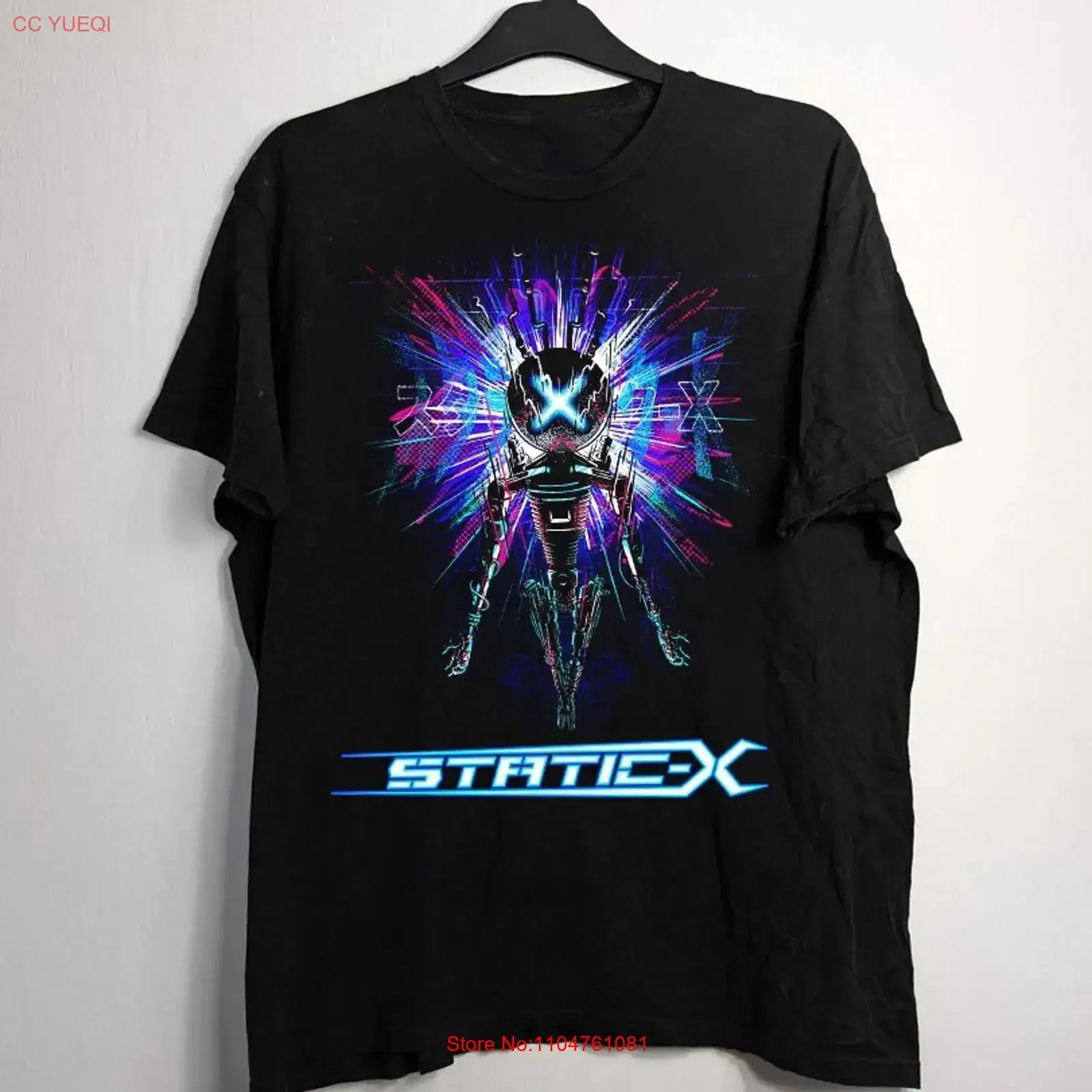 RARE Static X Band Black Cotton FUll Size T Shirt FN1158 vintage Washed Soft Stylish designer clothes Comfortable Casual