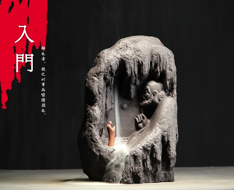 23 см большая Юго-Восточная Азия, буддизм, ИСКУССТВО, HOME, благословение, семья, ЧАН DAO, Тамо, Монах, Бодхиidharm, Будда, керамический орнамент, статуя курильницы