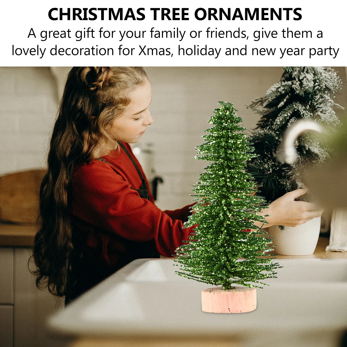 

12 Pieces Decorate Simulated Christmas Tree Table Twigs Wooden Pine Trees Ornament