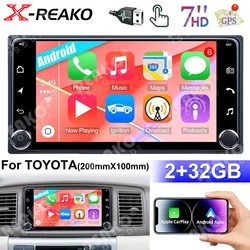 X-REAKO Android 13 2 DIN Car Radio Stereo 7 inch Wireless Carplay Android Auto For Toyota GPS Multimedia Player 2din BT Wifi DSP