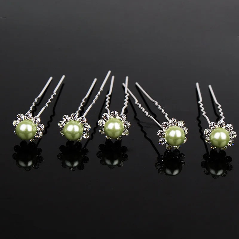 20Pcs Wedding Bridal Pearl Flower Clear Crystal Rhinestone Hair Pins Clips Bridesmaid Hairwear Jewelry Hair Accessories