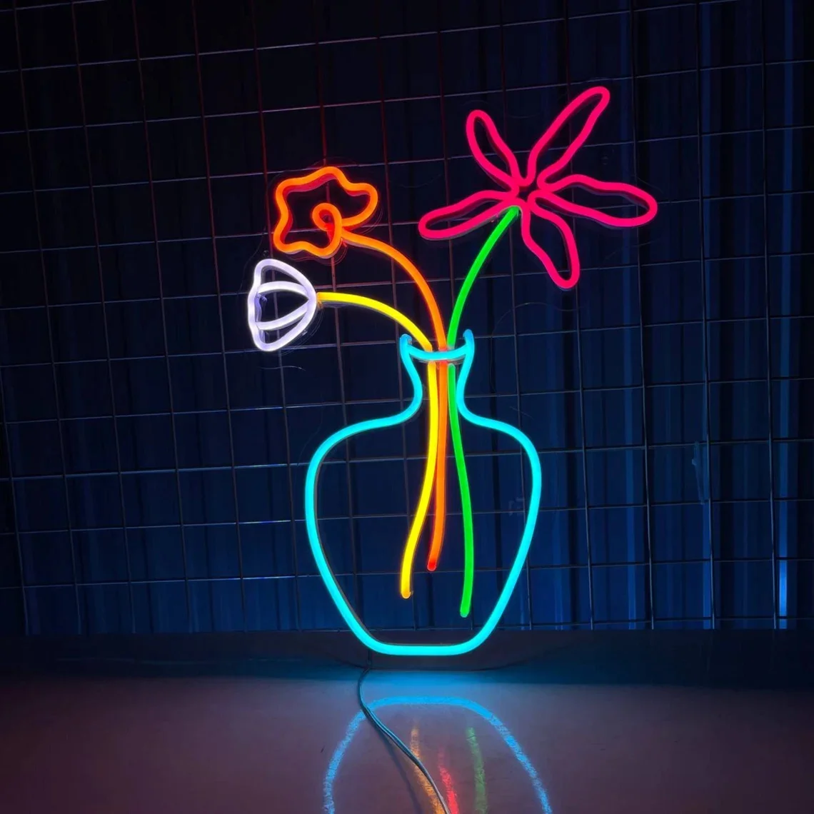 Flower Vase Led Sign, Flower Vase Neon Sign, Flower Neon Light, Floral Led Light, Flower Room Wall Decor, Florist Neon Light