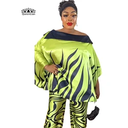 Batshirt Loose Top Flared Trouser Print Oversized Fashion Party Suit Africa Dress for Women