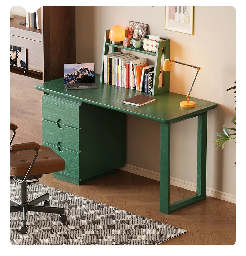 HYS Solid Wood Desk Student Study Desk Home Study Office Computer Desk Bedroom with Drawer Multifunctional Storage