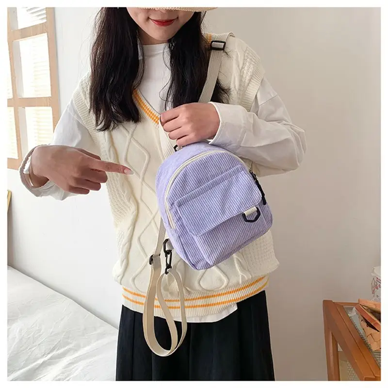 Phụ Nữ Mini Thời Trang Chắc Chắn Sần Viền Màu Nhỏ Đơn Giản Thường Ngày Sinh Viên Bookbags Đi Du Lịch Ba Lô