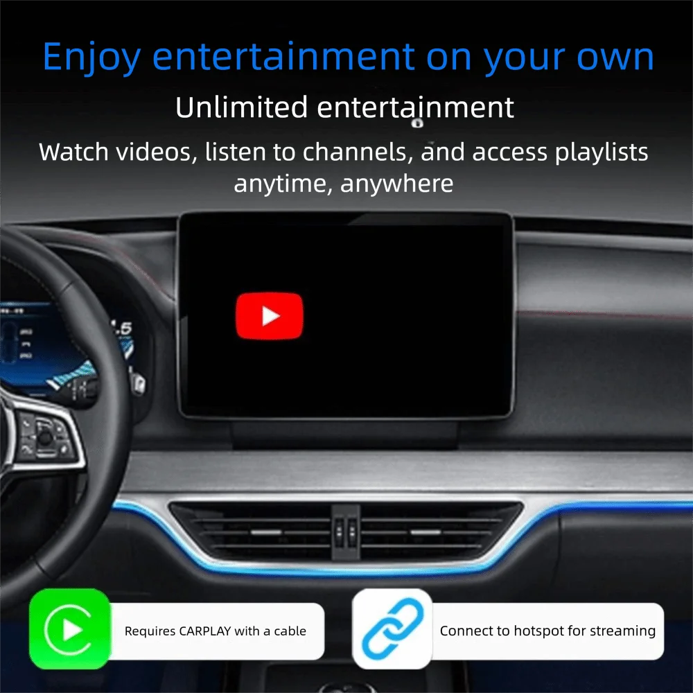 تحويل المصنع السلكي اللاسلكي لـ CarPlay Dongle مع Netflix/YouTube HDMI Wireless لـ CarPlay Dongle مثبت على السيارة باللون الأسود