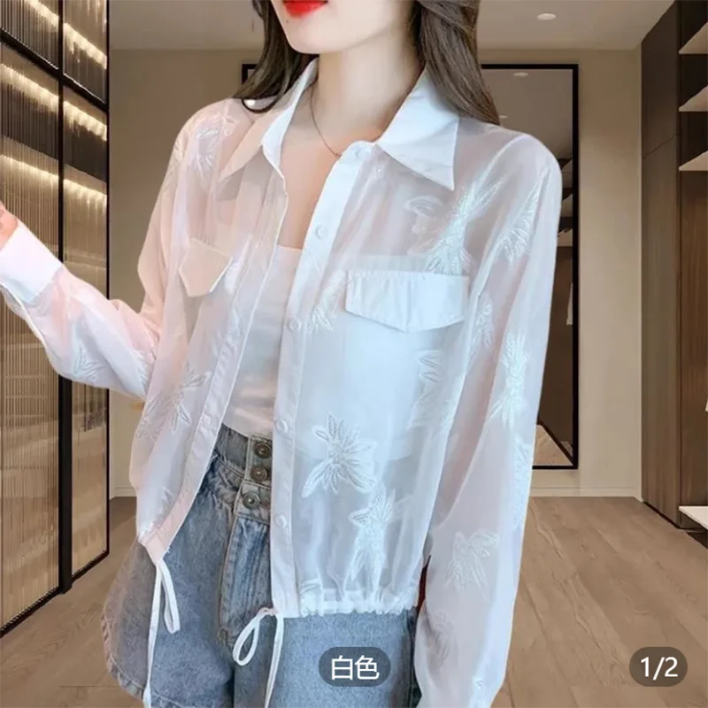 Summer Short Sleeve Women's Sun Protection Clothing 2026 Trendy Light Outerwear Cardigan Cover-up Versatile Thin Coat