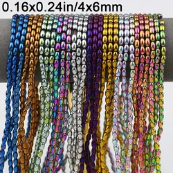 4x6mm Multi-Color Rice Grains Hematite Natural Stone Oval Shape Spacer Loose Beads For Jewelry Making Diy Bracelet Necklace 15''