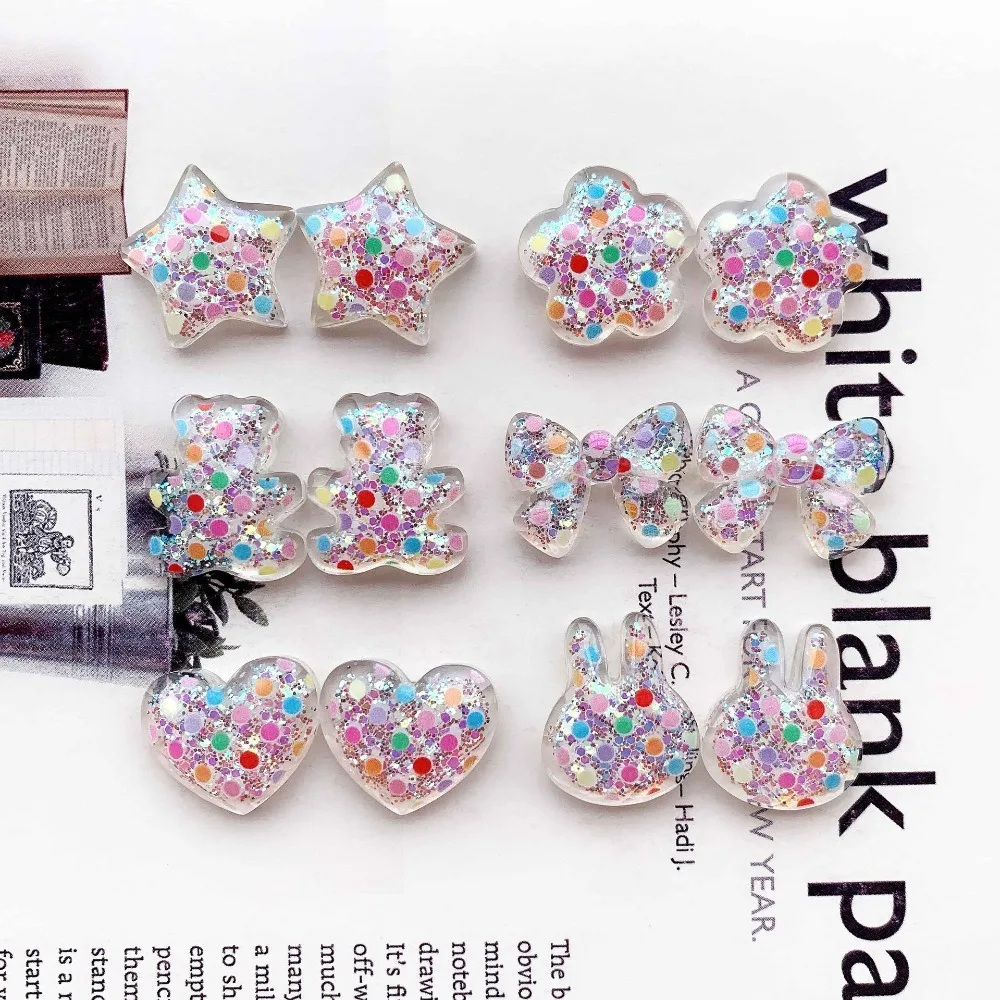 10 pièces Mini Cabochons Mignons Kawaii en forme d'étoile, de cœur et de papillon à dos plat pour Scrapbooking, DIY, Accessoires pour pinces à cheveux de fête, Décoration d'intérieur et Artisanat