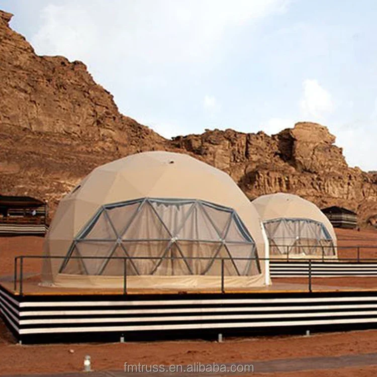 Luxury Heated Eco Hotel Decoration Prefab Transparent Geodesic Waterproof round Dome tent House Desert Tent Glampingg For sale