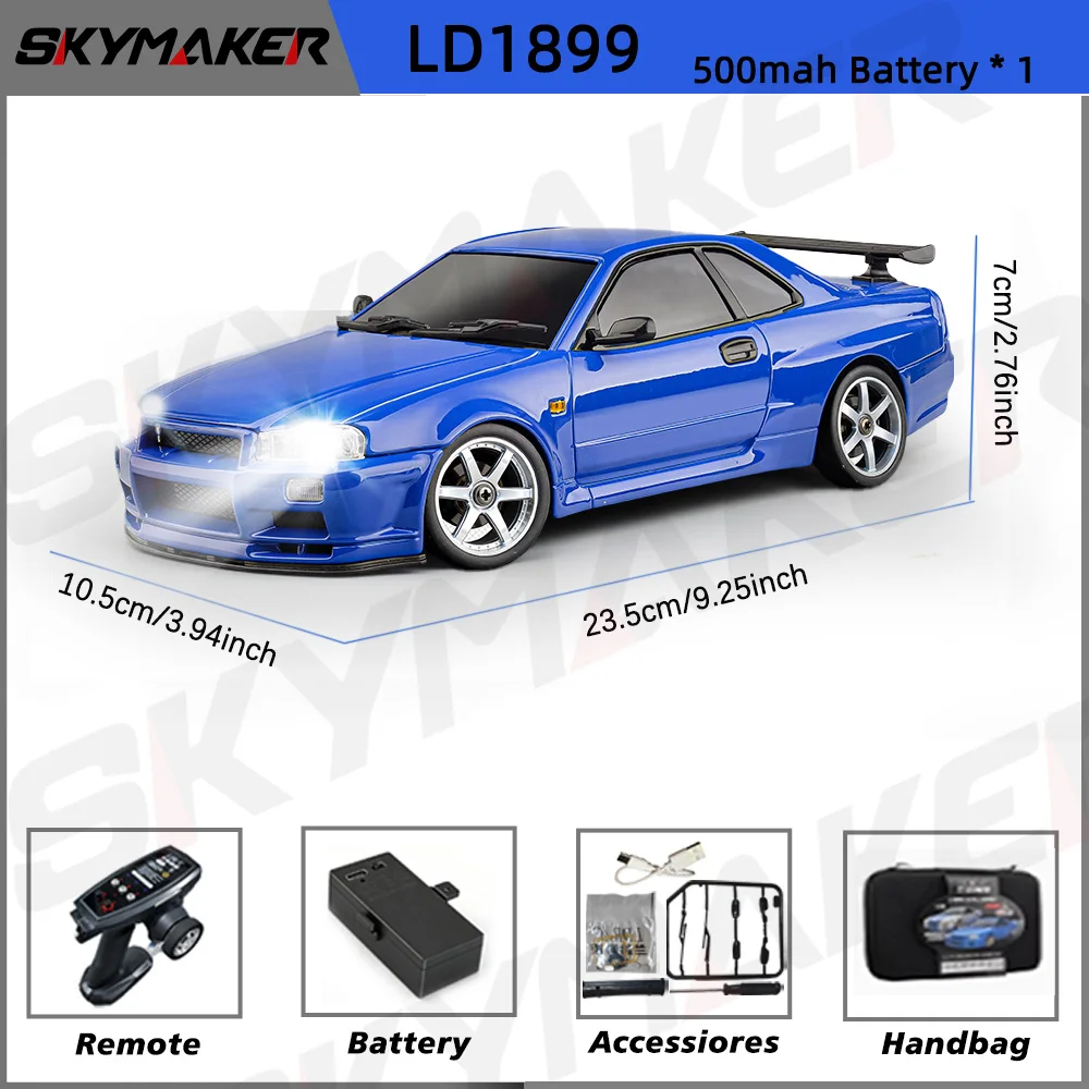 Skymaker LD1899 1/18 RCドリフトカー GTR R34 2.4GHz RWD ジャイロ