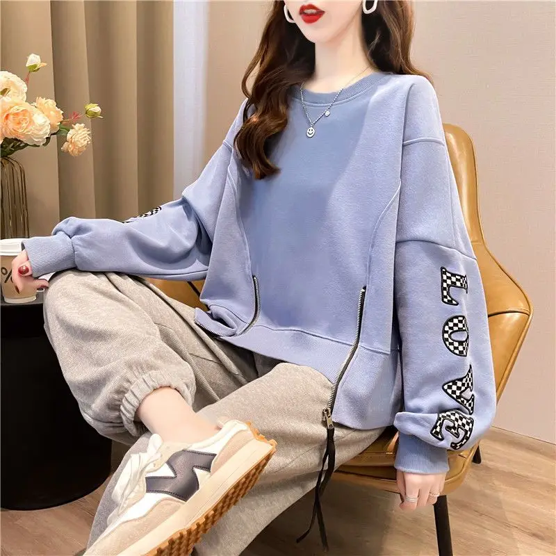 Basic 2025 Trend Baggy Rundhals Sweatshirt für Frauen Neuheit Hohe Qualität Dropshipping 90er Jahre Vintage Passende Frau Pullover Tops